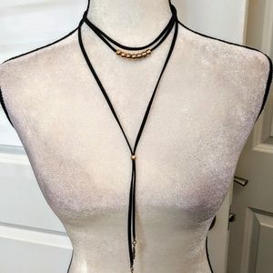 Sexy lariat style choker/ long black necklace